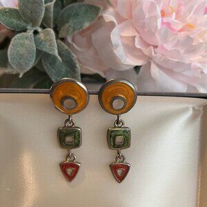 Tri-Color Geometric Fashion Post Earrings